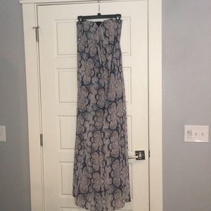 Beautiful semi-sheer lined strapless maxi dress